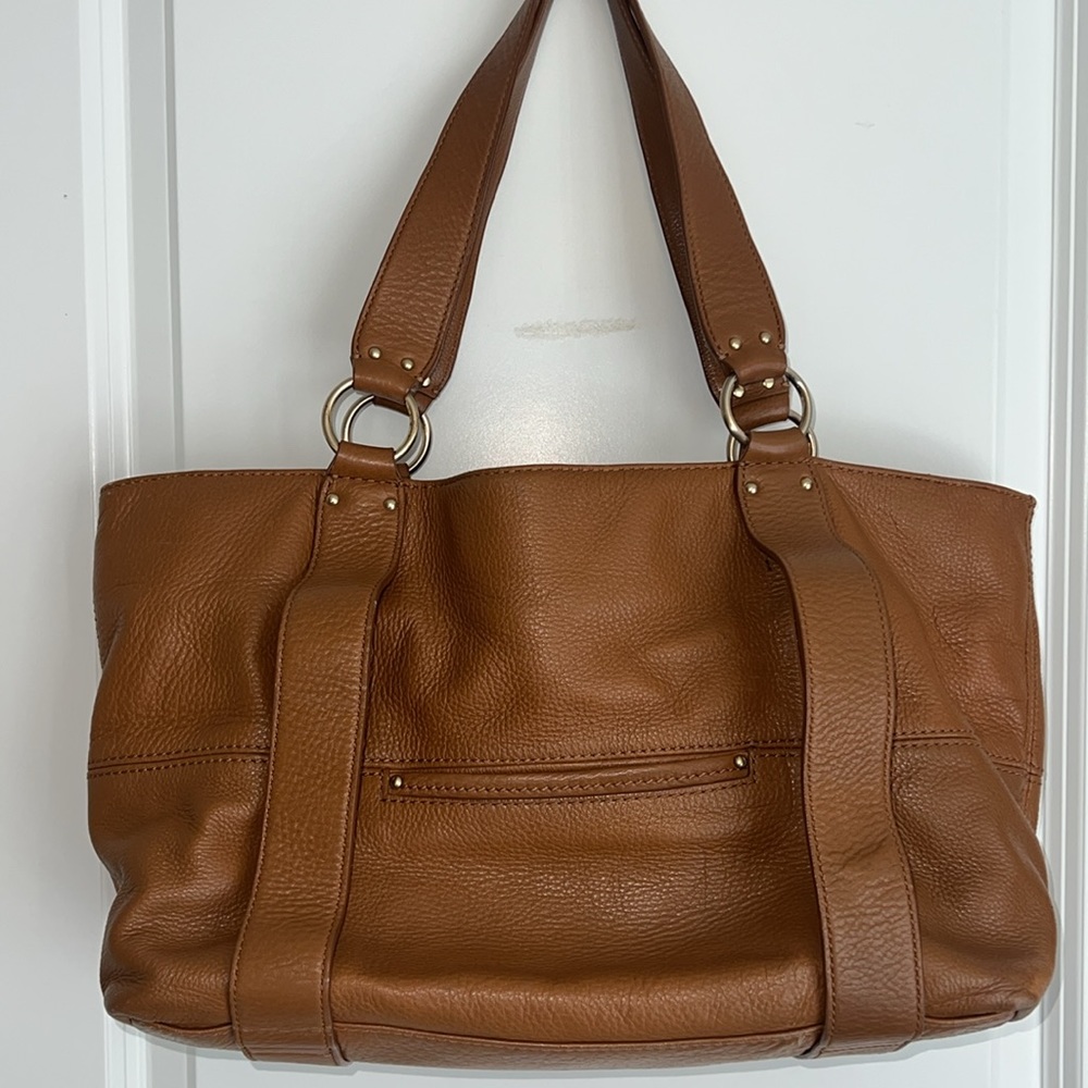 Michael Kors Large Pebbled Leather Carmel Camel Brown Shoulder Bag Hobo Satchel - Picture 3 of 15